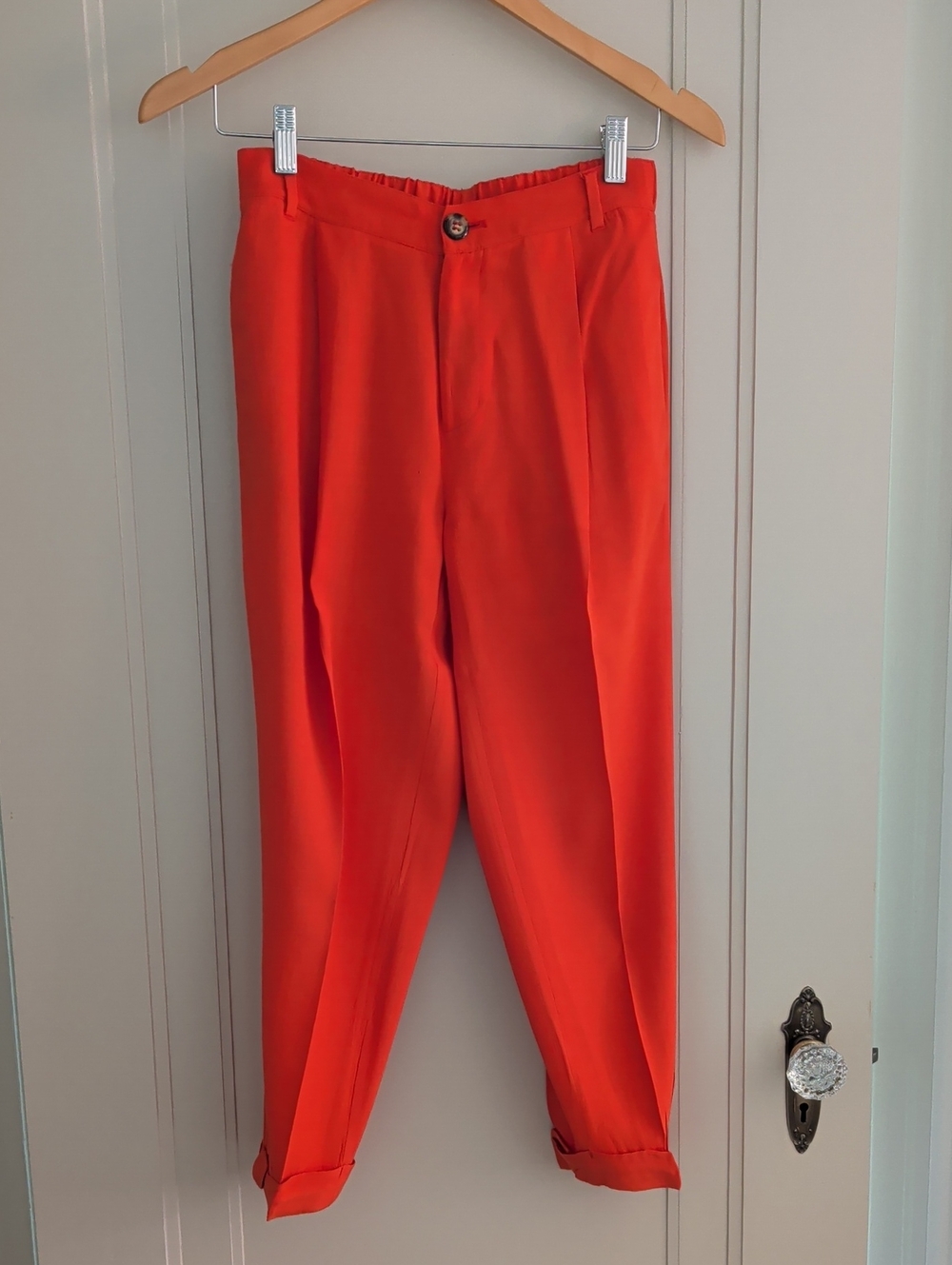 Anthropologie Elevenses Crepe Red-Orange Work Pants